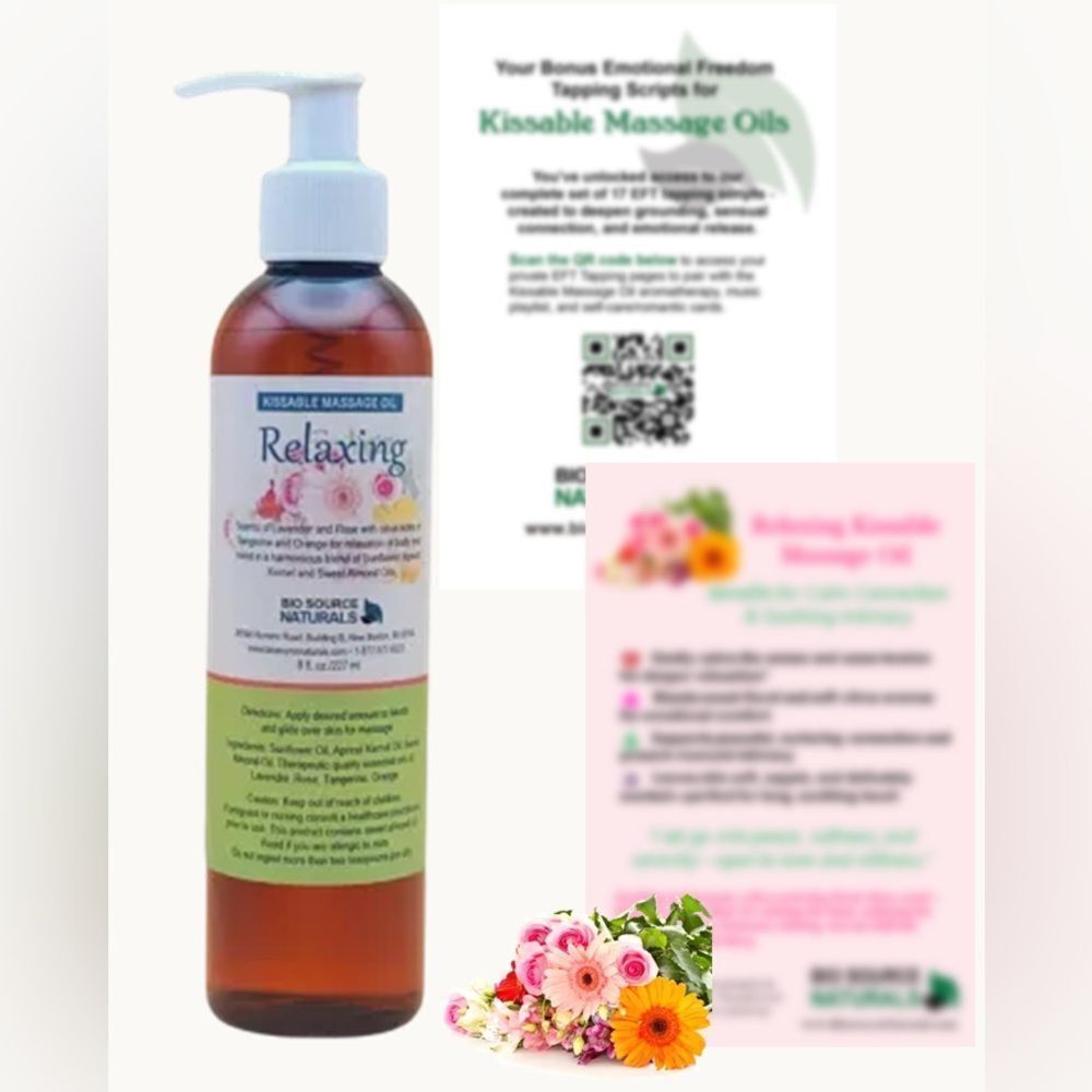 Relaxing Kissable Massage Oil + Self-Care/Romantic Ritual Card + EFT Scripts